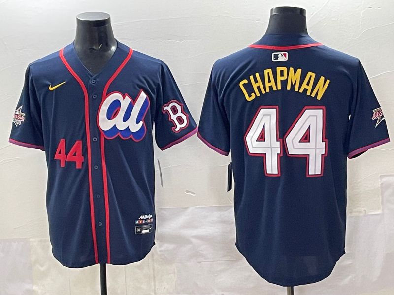 Men 2025 Boston Red Sox 44 Chapman Drak Blue All star Nike MLB Jersey style 03
